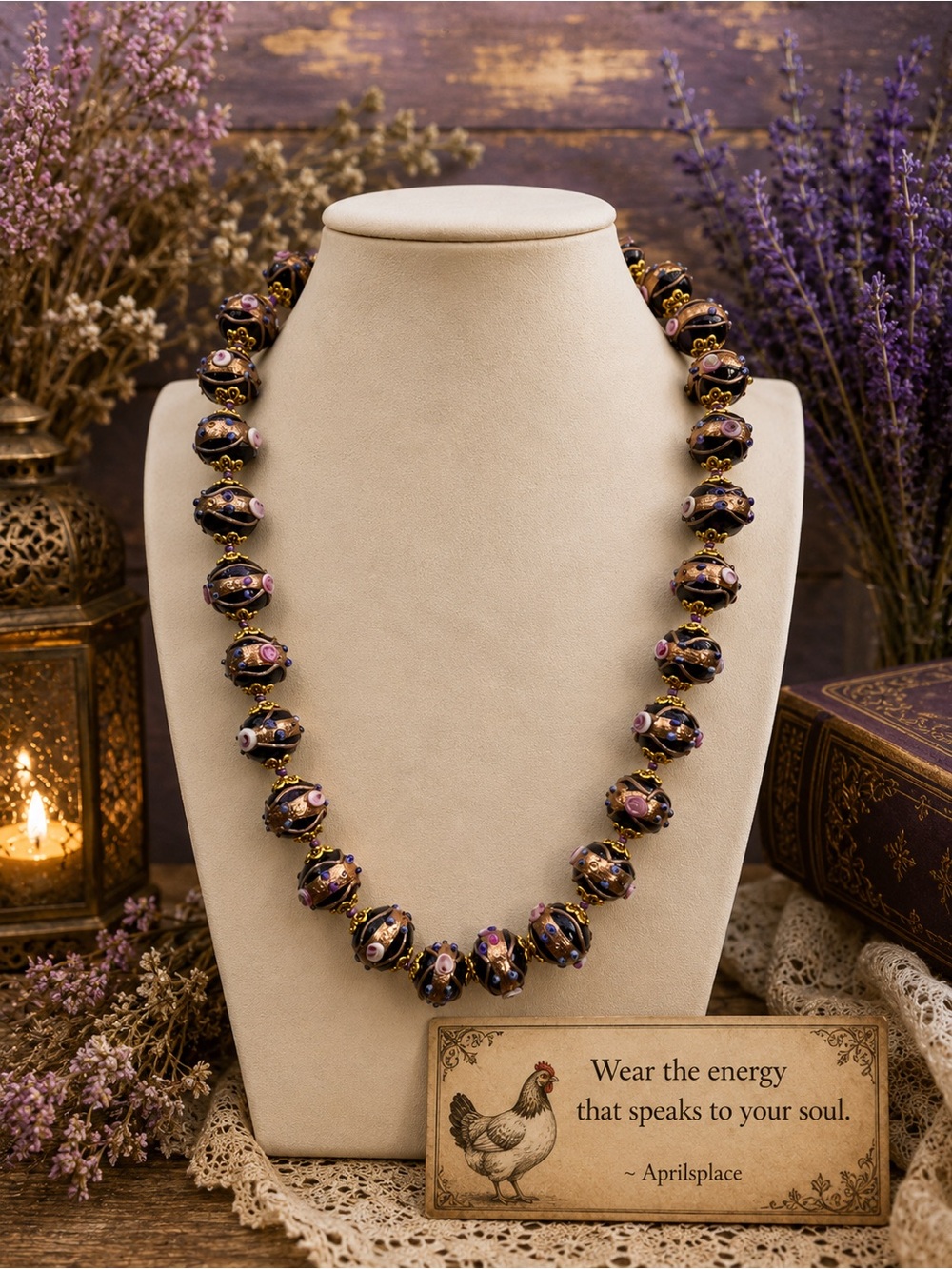 #4 Flash purple wedding cake 20 in handknotted necklace